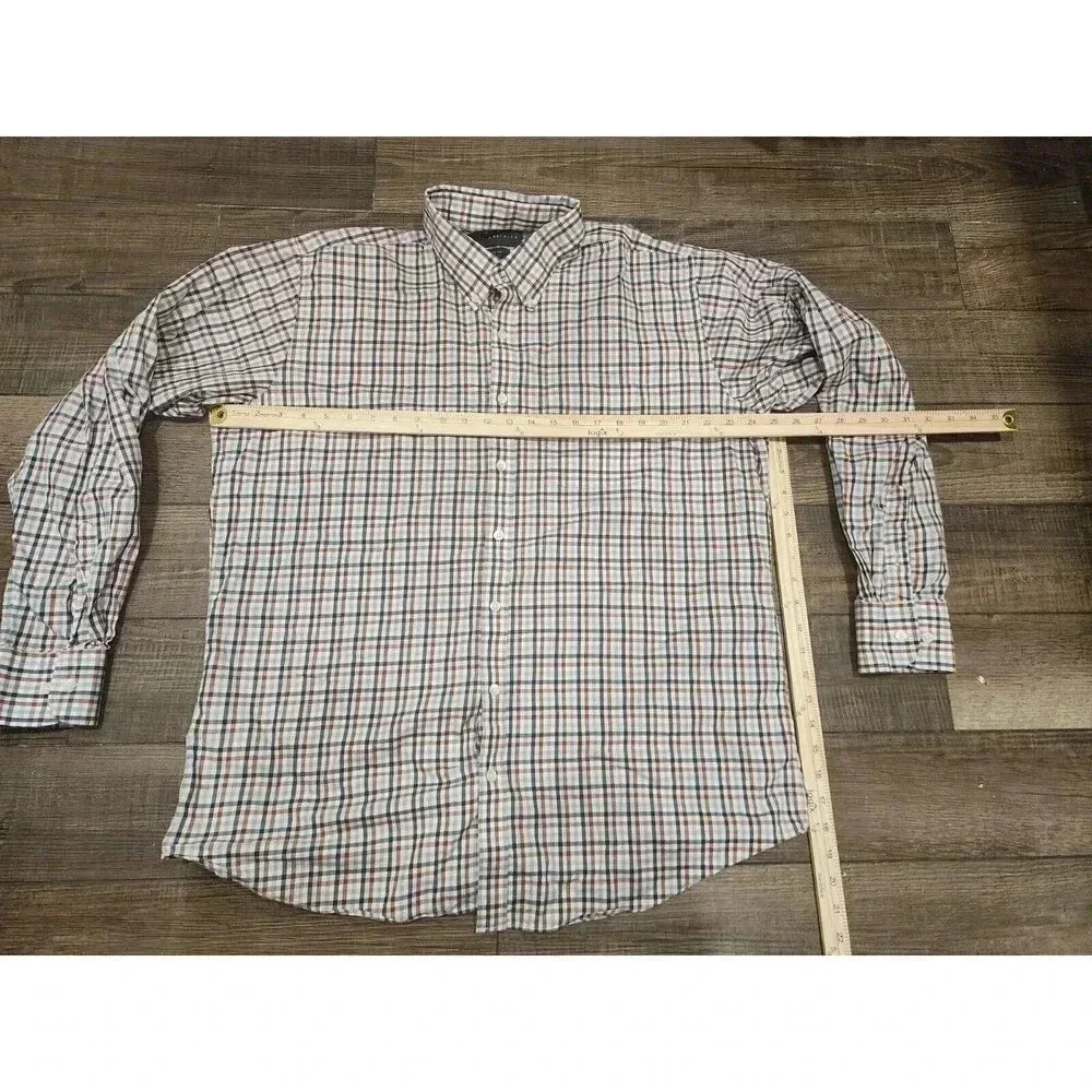 Collar Tales Mens Button Down Shirt size XL Slim Fit Plaid Brown Black Gray Whit - Picture 5 of 5